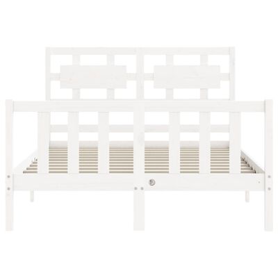 vidaXL Bed Frame without Mattress White Double Solid Wood Pine