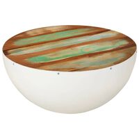 vidaXL Bowl-shaped Coffee Table White Ø50x24 cm Solid Wood Reclaimed