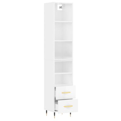 vidaXL Highboard High Gloss White 34.5x34x180 cm Engineered Wood