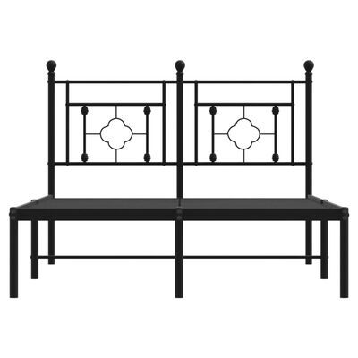 vidaXL Metal Bed Frame without Mattress with Headboard Black 120x190 cm Small Double