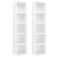 vidaXL CD Cabinets 2 pcs High Gloss White 21x16x93.5 cm Engineered Wood