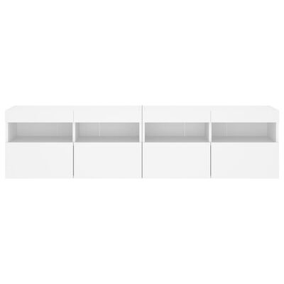 vidaXL TV Wall Cabinets with LED Lights 2 pcs White 80x30x40 cm