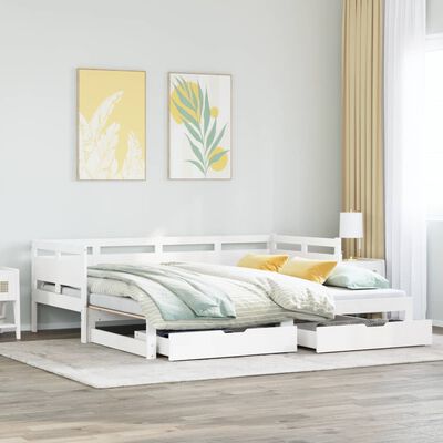 vidaXL Daybed with Trundle and Drawers without Mattress White 80x200 cm