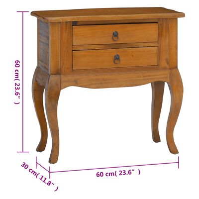 vidaXL Side Table with Drawers 60x30x60 cm Solid Wood Mahogany