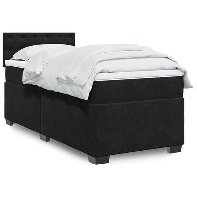 vidaXL Box Spring Bed with Mattress Black 100x200 cm Velvet