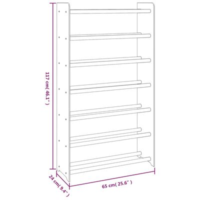 vidaXL Shoe Rack Brown 65x24x117 cm Engineered Wood