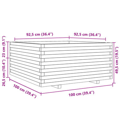 vidaXL Garden Planter 100x100x49.5 cm Impregnated Wood Pine