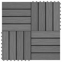 vidaXL 11 pcs Decking Tiles Deep Embossed WPC 30x30 cm 1 sqm Grey