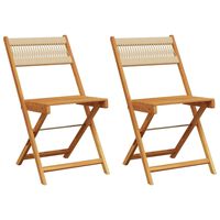vidaXL Bistro Chairs 2 pcs Beige Solid Wood Acacia and Rope