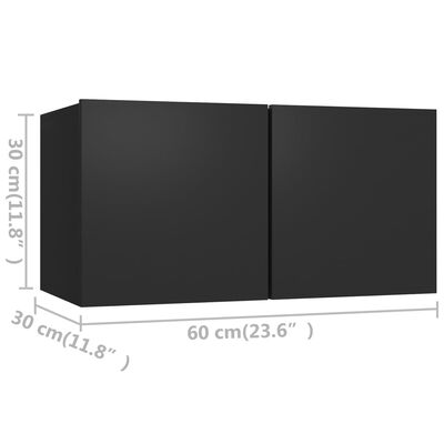 vidaXL TV Cabinets 8 pcs Black Engineered Wood