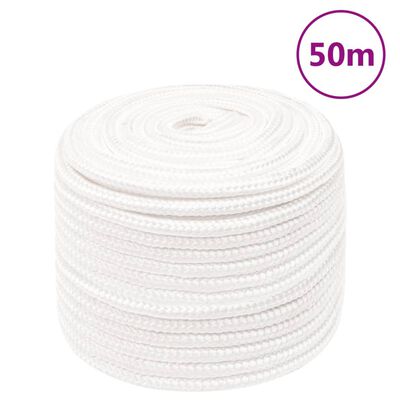 vidaXL Boat Rope Full White 12 mm 50 m Polypropylene