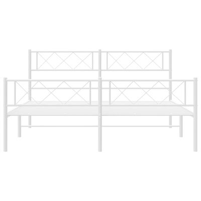 vidaXL Metal Bed Frame without Mattress with Footboard White 140x190 cm