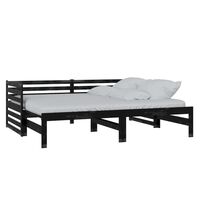 vidaXL Pull-out Day Bed without Mattress Black 2x(90x200) cm