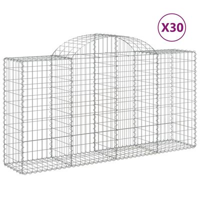 vidaXL Arched Gabion Baskets 30 pcs 200x50x100/120 cm Galvanised Iron