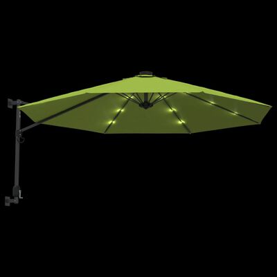 vidaXL Wall-mounted Parasol with LEDs Apple Green 290cm