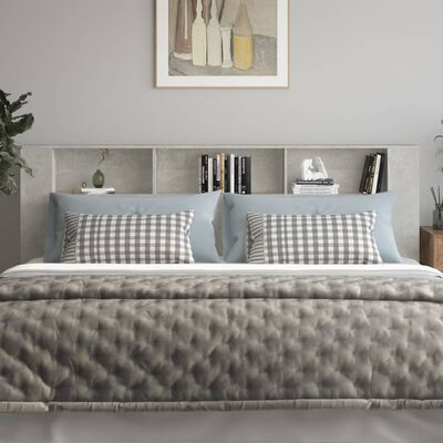 vidaXL Headboard Cabinet Concrete Grey 220x18.5x104.5 cm