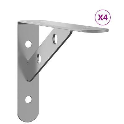 vidaXL Shelf Brackets 4 pcs 15x2.5x11.5 cm Silver Stainless Steel