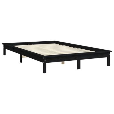 vidaXL Bed Frame without Mattress Black 140x190 cm Solid Wood Pine