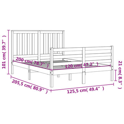 vidaXL Bed Frame without Mattress Black 120x200 cm Solid Wood