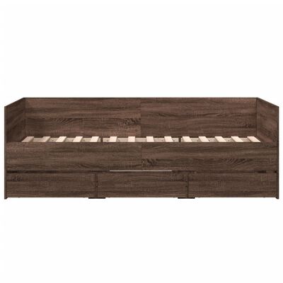 vidaXL Daybed with Drawers without Mattress Brown Oak 90x190 cm Single