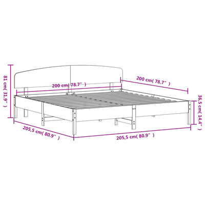 vidaXL Bed Frame without Mattress 200x200 cm Solid Wood Pine