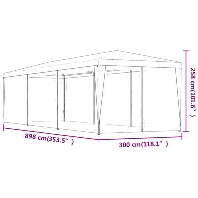 vidaXL Party Tent with 8 Mesh Sidewalls Anthracite 3x9 m HDPE