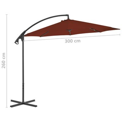 vidaXL Cantilever Garden Parasol with Steel Pole 300 cm Terracotta