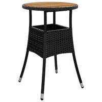 vidaXL Garden Table Ø60x75 cm Acacia Wood and Poly Rattan Black