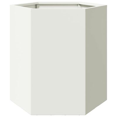 vidaXL Garden Planter White Hexagon 46x40x45 cm Steel