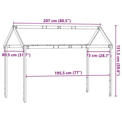 vidaXL Kids' Bed Roof White 207x80.5x151.5 cm Solid Wood Pine