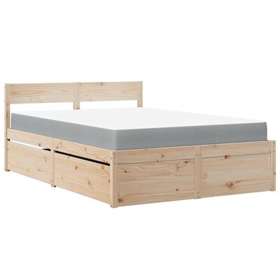 vidaXL Bed with Drawers and Mattress 120x200 cm Solid Wood Pine