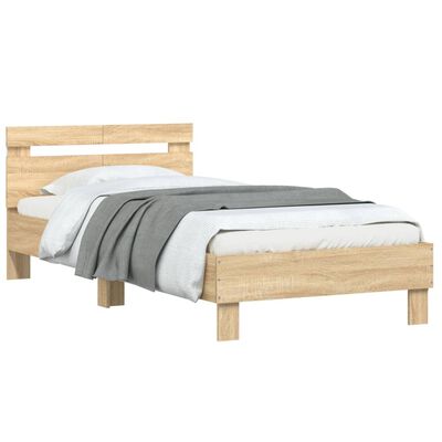 vidaXL Bed Frame without Mattress with LED Lights Sonoma Oak 100x200 cm