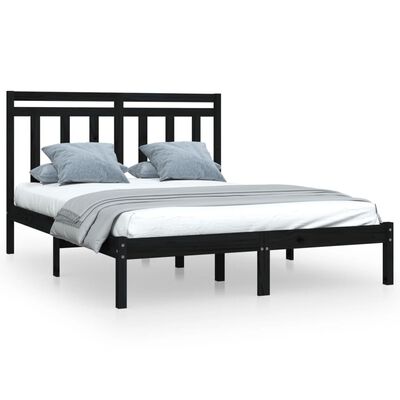 vidaXL Bed Frame without Mattress Black 120x200 cm Solid Wood