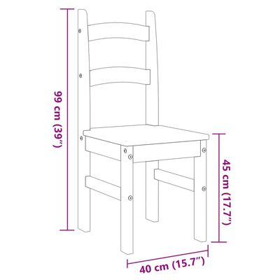 vidaXL Dining Chairs 2 pcs Grey 40x46x99 cm Solid Wood Pine