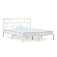 vidaXL Bed Frame without Mattress White King Size Solid Wood