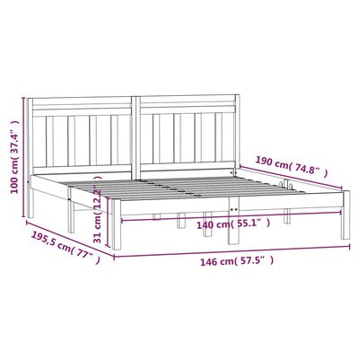 vidaXL Bed Frame without Mattress Black Solid Wood 140x190 cm (810001+814098)