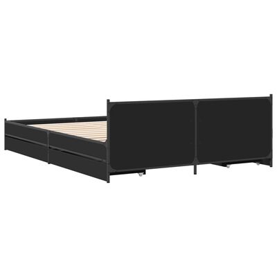 vidaXL Bed Frame with Drawers without Mattress Black 150x200 cm King Size