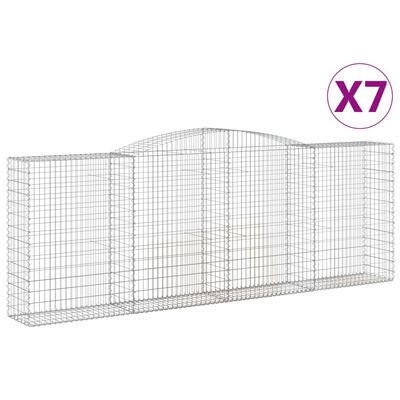 vidaXL Arched Gabion Baskets 7 pcs 400x50x140/160 cm Galvanised Iron