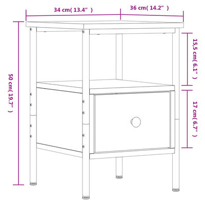 vidaXL Bedside Cabinets 2 pcs Smoked Oak 34x36x50 cm Engineered Wood