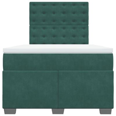 vidaXL Box Spring Bed with Mattress Dark Green 120x200 cm Velvet