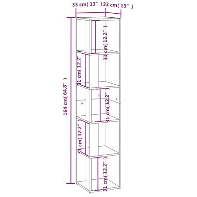 vidaXL Corner Cabinet Smoked Oak 33x33x164.5 cm Engineered Wood