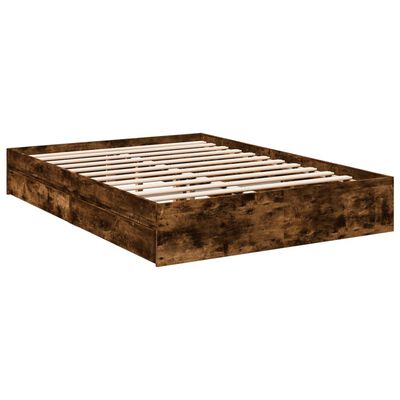 vidaXL Bed Frame with Drawers without Mattress Smoked Oak 120x200 cm