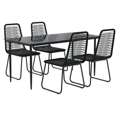 vidaXL 5 Piece Garden Dining Set Black