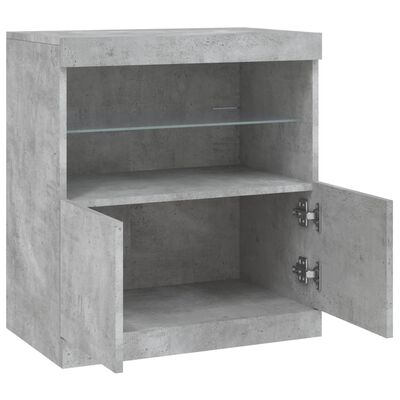 vidaXL Sideboard with LED Lights Concrete Grey 60.5x37x67 cm