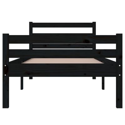 vidaXL Bed Frame without Mattress Black Solid Wood 75x190 cm Small Single