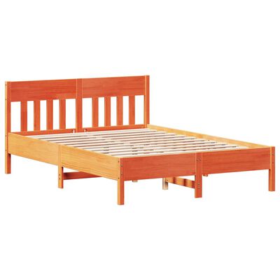 vidaXL Bed Frame without Mattress Wax Brown 140x190 cm Solid Wood Pine