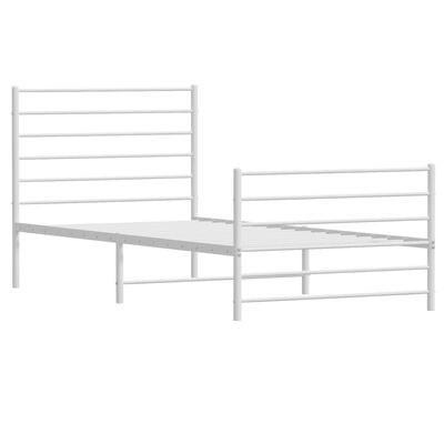 vidaXL Metal Bed Frame without Mattress with Footboard White 100x190 cm