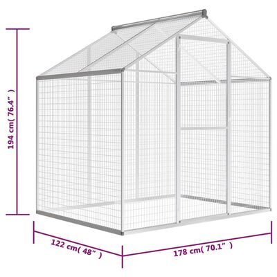 vidaXL Outdoor Aviary Aluminium 178x122x194 cm