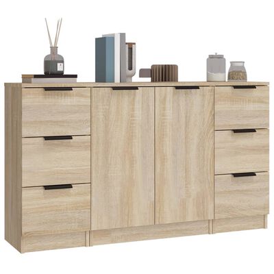 vidaXL Sideboards 3 pcs Sonoma Oak Engineered Wood