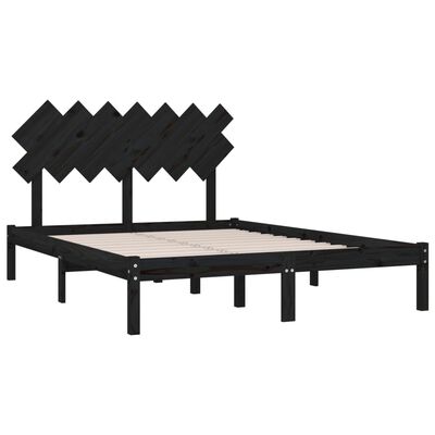 vidaXL Bed Frame without Mattress Black 140x190 cm Solid Wood